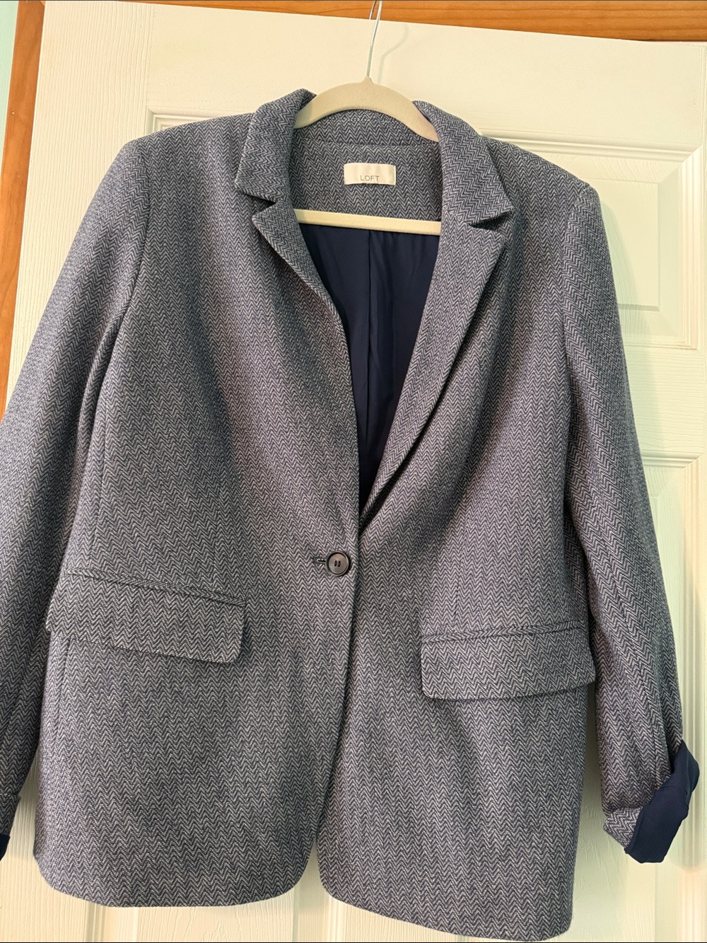 LOFT Navy Herringbone Blazer